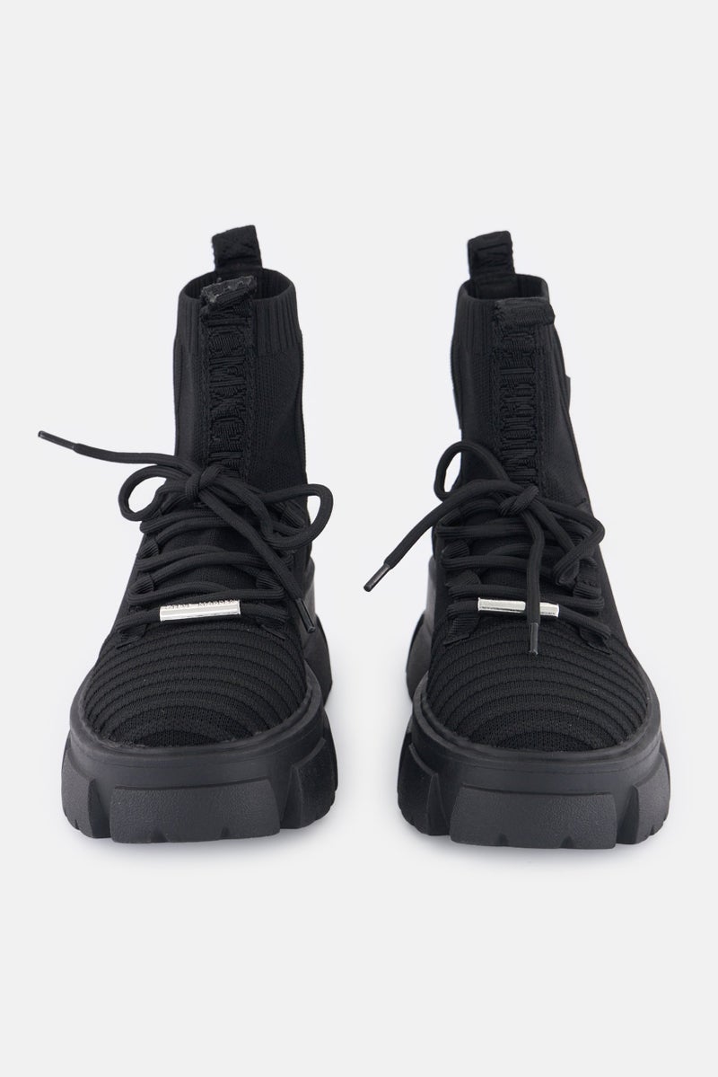 STEVE MADDEN أحذية كاحل نسائية مزودة بأربطة، سوداء - Image 3